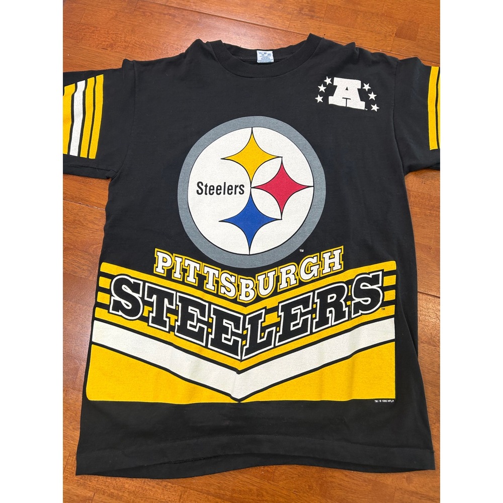Salem Pittsburgh Steelers Mens Large Black 1995 Vintage NFL Graphic T-Shirt